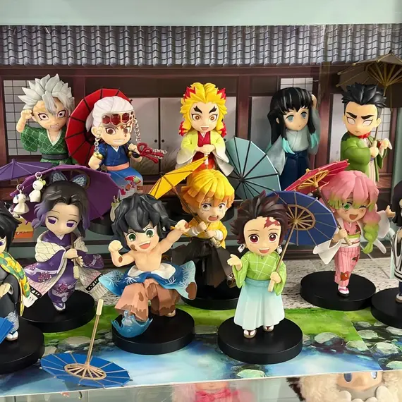 New Anime Figure Demon Slayer Figures Kimetsu No Yaiba Doll Plum Rain Series Blind Box Figurine Warrior Action Figure Model Toys