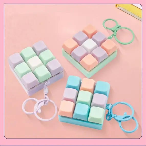 One/Nine-key Fingertip Pressing Key Keychain Adult Stress-relieving Finger Keyboard Game Key Chain Stress-relieving Magic Toy