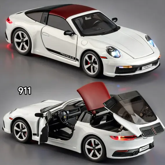 1:32 911 Targa 4S Sports Car Alloy Car Model Simulated Children's Toy Collection Ornaments for Boys Gifts
