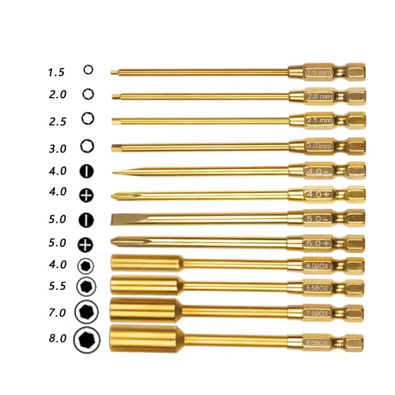 4 in 1 Hexagon Screwdriver 1.5 2.0 2.5 3.0mm 6.35mm Quick Change Allen Key Hex Screws Wrench Tool for 1/8 1/10 RC Car SCX10 TRX4