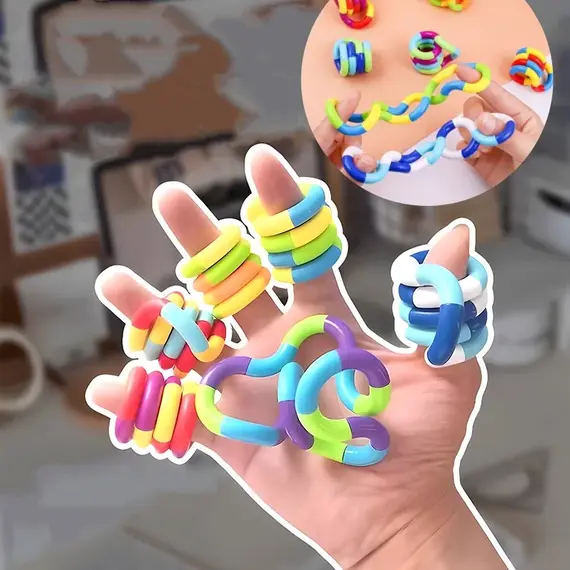 2Pcs Rainbow Circle Tangle Rope Twist Fidget Toy - Sensory Autism Therapy Anti Stress Kids Fidget Toy Jouet Antiestres Niños