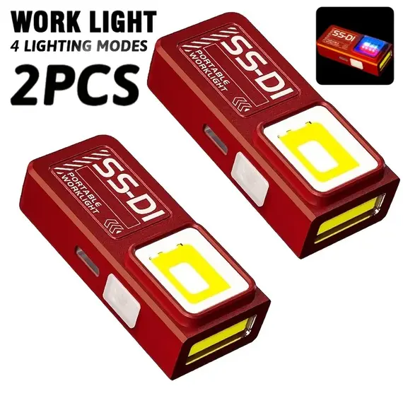 LED COB Mini Flashlight USB Rechargeable Mini Torch Portable Working Light With Magnet Outdoor Emergency Hiking Fishing Lantern