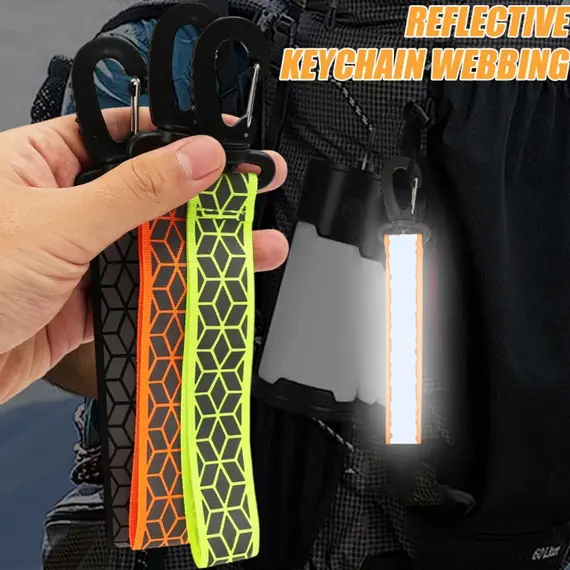 2Pcs Reflective Straps Pendant Keychain For Outdoor Camping Night Running Cycling Backpack Safety Lightweight Bright Keyrings