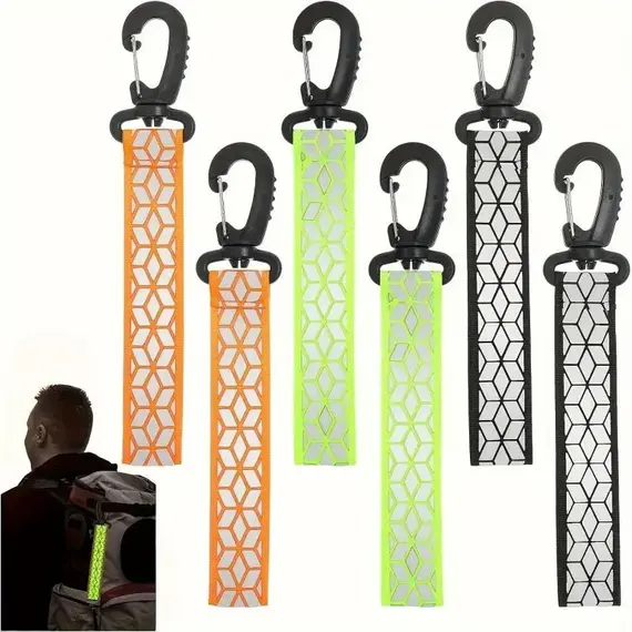 2Pcs Reflective Straps Pendant Keychain For Outdoor Camping Night Running Cycling Backpack Safety Lightweight Bright Keyrings