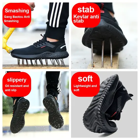 Work Sneakers Steel Toe Shoes Men Safety Shoes Puncture-Proof Work Shoes Boots Fashion Indestructible Footwear Security