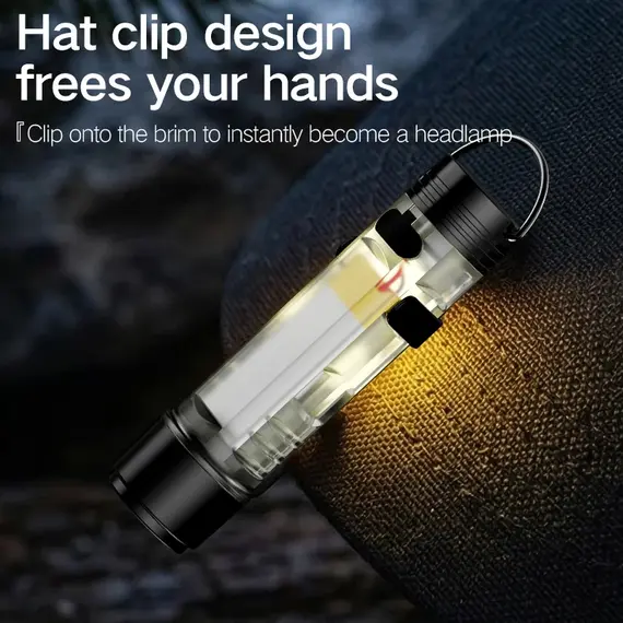 Outdoor Strong Light LED Flashlight mini Portable Keychain Light USB Charging Magnetic Suction Super Bright Emergency Warning Li