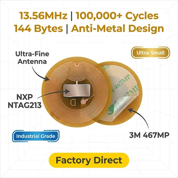 Diameter 6mm NXP NTAG213 NFC Tags  Programmable RFID Stickers Round Waterproof Flexible FPC NFC Labels for Phones Wearables