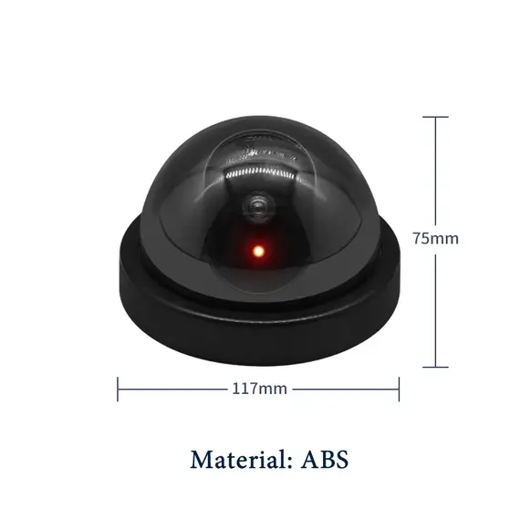Creative Black Plastic Dome CCTV Dummy Camera Flashing Led Fake Camera Power Via AA Battery Surveillance Security System