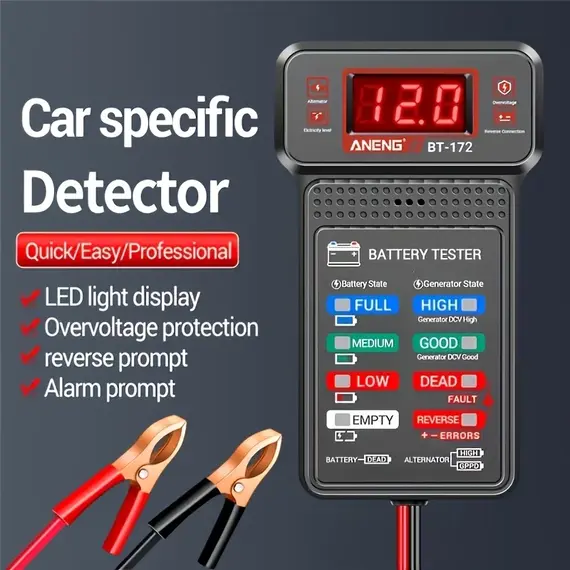 Smart Car Battery Tester, Suitable for Home Self-Checking/Repair Shops, One-Click Diagnosis of Life Span and Capacity, Quick Fault Identification, Intuitive Data Display, Compatible with Multiple Car Models, a Tester That Can Be Used in 10 Different Scenarios