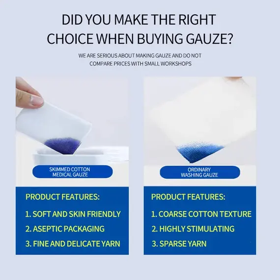 10/400pcs Sterile Medical Gauze Block Combat Hemostatic  Wound Dressing Sterile Medical Gauze Pad Wound Care Supplies