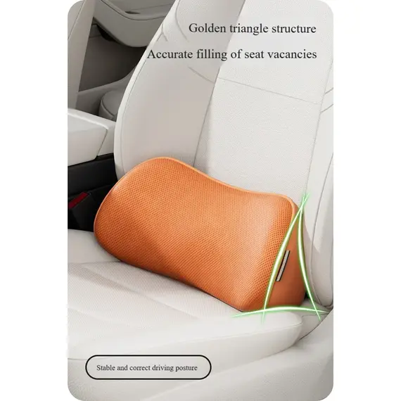 Car Seat Pillow Memory Foam Lumbar Support Breathable Back Protector Suitable for Office Chairs and Car Interior Accessories