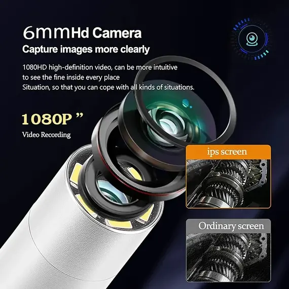 360° Rotating 2-way Articulated Endoscope 6mm 5-inch IPS Endoscope Inspection Camera Automotive Mechanical Industrial Endoscope