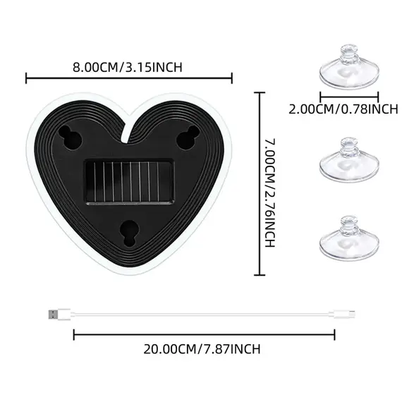 Universal Solar Atmosphere Light Heart-shaped Dynamic Gradient LED Fit Car Interior Ambient Light Decoration Accessory RGB