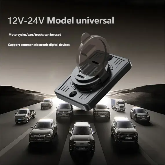 12V-24V Dual USB QC3.0 PD 3.1A/2.1A Car Charger Socket Quick Charge with Sliding Cap Outlet Panel Adapter for Truck Camper RV