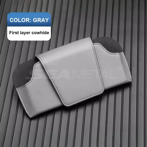 SEAMETAL Cowhide Sun Visor Glasses Holder Premium Leather Wear-Resistant Sunglasses Protective Box Auto Eyeglasses Storage Case