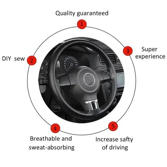 Car Steering Wheel Braid Cover Needles And Thread Artificial Leather Car Covers Suite 5 Color DIY Texture Soft Auto Accessories