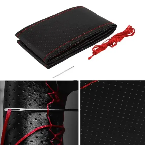 Car Steering Wheel Braid Cover Needles And Thread Artificial Leather Car Covers Suite 5 Color DIY Texture Soft Auto Accessories