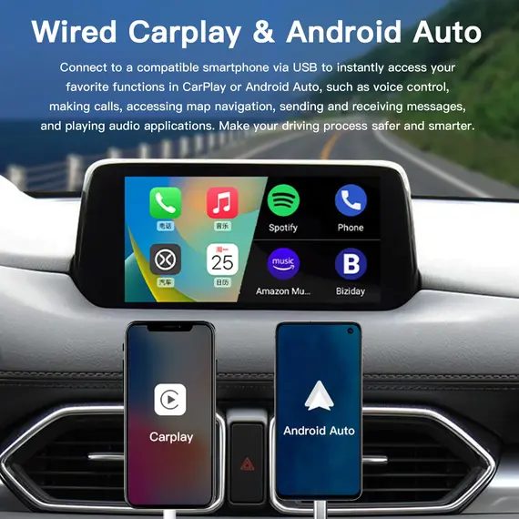 Type-C Wired Wireless CarPlay Android Auto USB Adapter for Mazda 2 3 6 CX3 CX5 CX8 CX9 MX5 Demio Miata TK78669U0C Retrofit  Kit