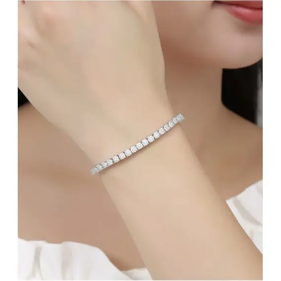Women's Fashion 4mm Zirconia Tennis Bracelet Crystal Charm Designer Thin Chain Wedding Jewelry