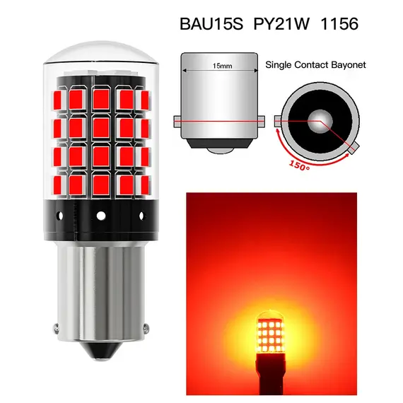 2pcs 1156 BA15S P21W BAU15S PY21W 7443 W21/5W T20 7440 W21W WY21W 1157 P21/5W BAY15D 54 LED Bulbs CanBus Lamp Turn Signal Lights
