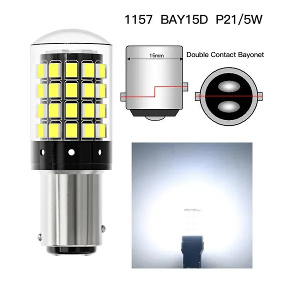 2pcs 1156 BA15S P21W BAU15S PY21W 7443 W21/5W T20 7440 W21W WY21W 1157 P21/5W BAY15D 54 LED Bulbs CanBus Lamp Turn Signal Lights