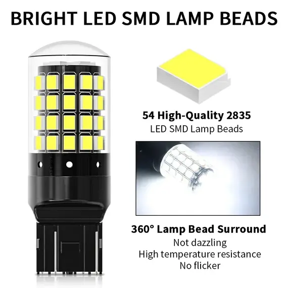 2pcs 1156 BA15S P21W BAU15S PY21W 7443 W21/5W T20 7440 W21W WY21W 1157 P21/5W BAY15D 54 LED Bulbs CanBus Lamp Turn Signal Lights