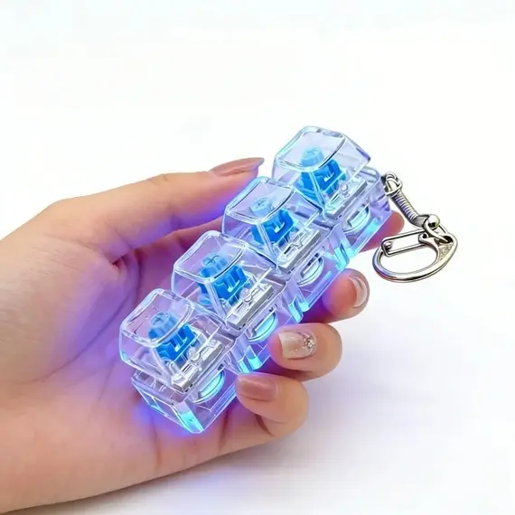 4Keys Illuminated Mechanical Keyboard Keychain Finger Button Anti Stress Keycap for Office Home Adults Kid,Decompression Clicker