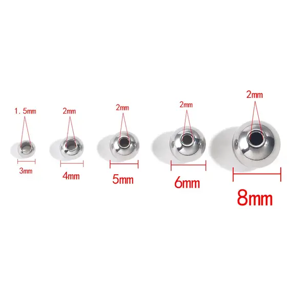 20-100pcs 3 4 5 6 8mm Stainless Steel Spacer Beads Round Ball Charm Loose Seed Beads for DIY Bracelets Jewelry Making Supplies