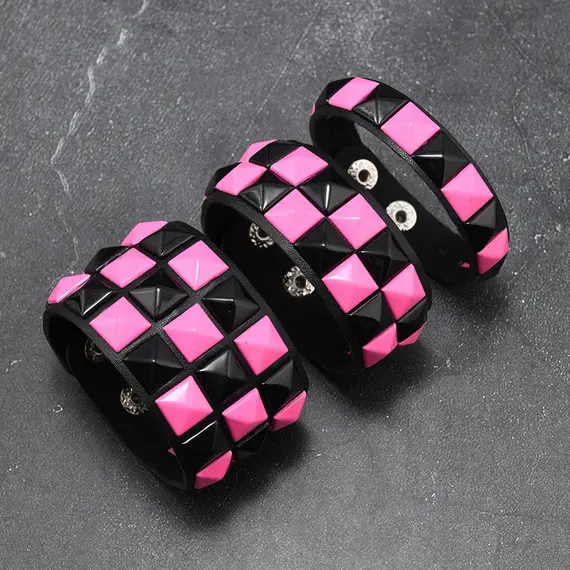 3Pcs/Set Fashion Contrasting Rivets Leather Wrist Friendship Big Wide Bracelet For Male Female Buckle Vintage Punk Jewelry