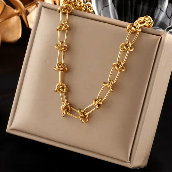 DIEYURO 316L Stainless Steel Gold Silver Color Twist Knot Necklace Bracelets For Womens Girl New Fashion Non-fading Jewelry Set