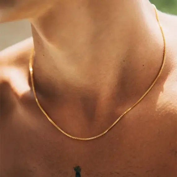 1.2mm Simple Stainless Steel Box Chain Necklace Gold Color Titanium Steel Men Necklace Fashion Women Jewelry Trend Accessories