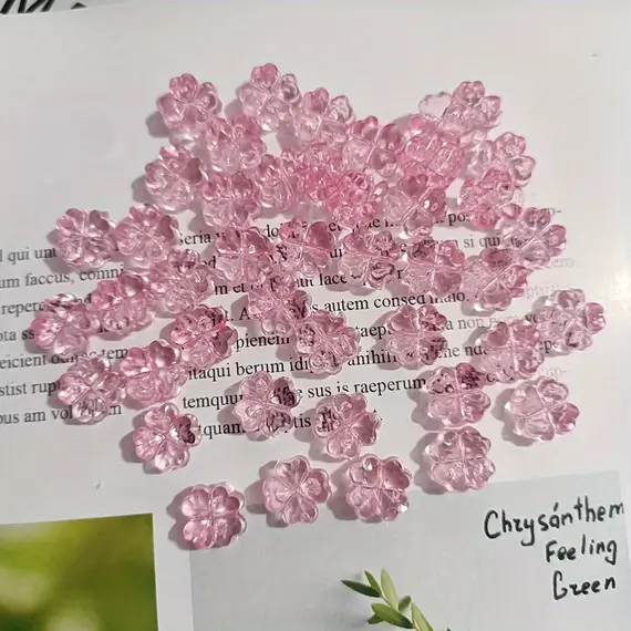 32Pcs， Clover, Transparent, Flowers, Flat, Jewelry Accessories, DIY, Pendant, Jewelry Making Supplies