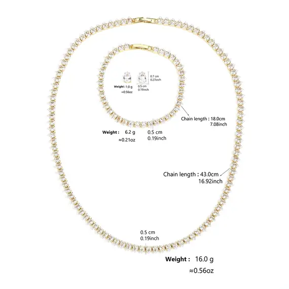 ZAKOL Gorgeous Buling AAA Clear Round Cubic Zirconia Wedding Bridal Necklace Earrings Party Jewelry Set for Women