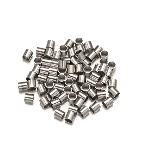 100pcs Stainless Steel Crimp Tube Beads Spacer End Stopper Cap For DIY Earring Necklace Pendant Jewelry Making Supplies Material