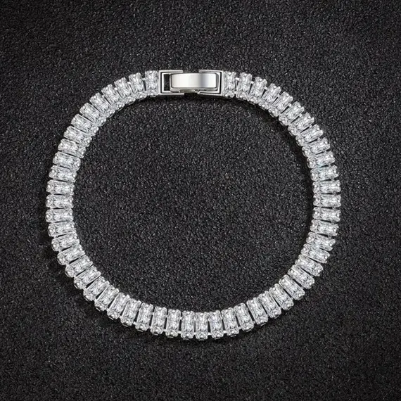 Noble 925 Sterling Silver Bracelet Elegant Zircon Crystal Fine Jewelry For Women Girl Engagement Wedding Glamour 18CM