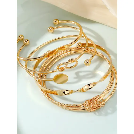 5pcs IPARAM Punk Multilayer Bracelets For Female Elegant Delicate Twist Sparkling Adjustable Bangles Jewelry Couples Gifts