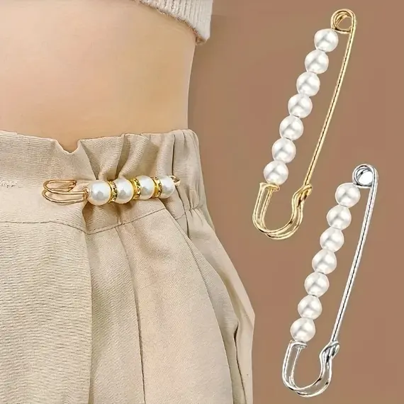 2pcs Brooch Anti-exposure Waistband Fixing Buckle Anti-pearl Safety Pin Multifunction Brooches for Women Waist Buckle