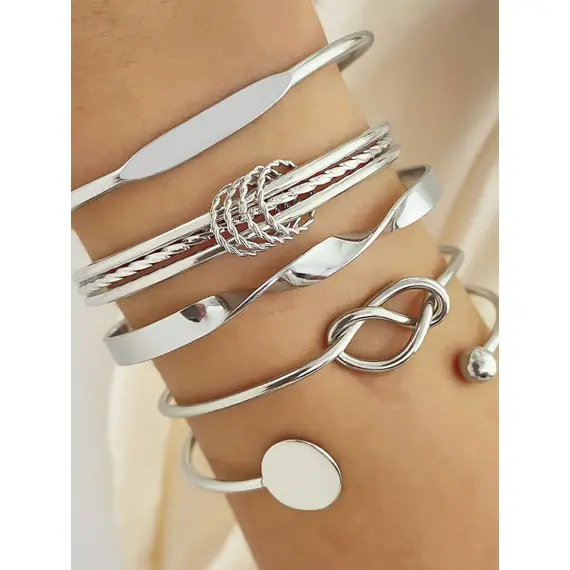 5pcs IPARAM Punk Multilayer Bracelets For Female Elegant Delicate Twist Sparkling Adjustable Bangles Jewelry Couples Gifts