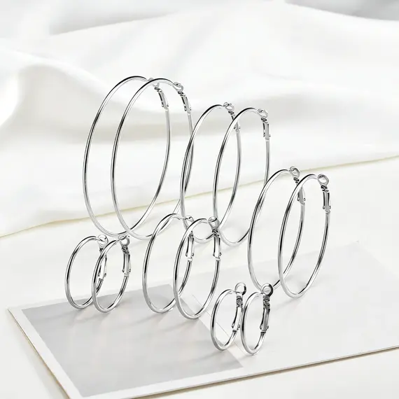 Stainless Steel Big Circle Hoop Earrings for Women,Gold Plated Hypoallergenic Non Tarnish  25mm-70mm Loop Jewelry