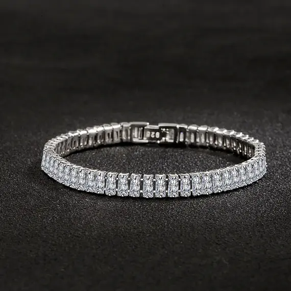 Noble 925 Sterling Silver Bracelet Elegant Zircon Crystal Fine Jewelry For Women Girl Engagement Wedding Glamour 18CM