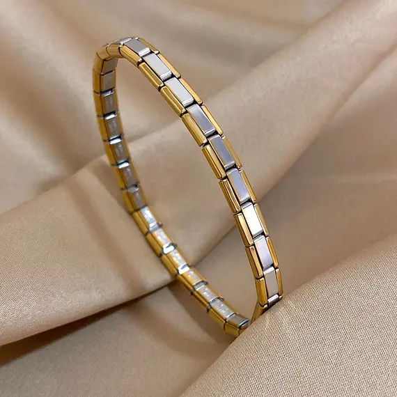 Fashionable Minimalist New Stainless Steel Elastic Bracelet  Italian Links Slim Charm Bracelet Punk Watchband Wrist Band Jewelry