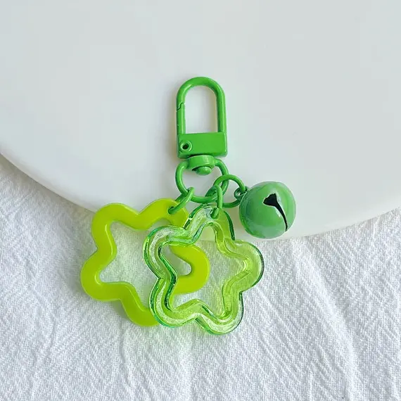 Acrylic Stars Bell Pendant Keychain Cute Colorful Backpack Purse Charms Metal Keyring Diy Jewelry Making Key Chain Accessories