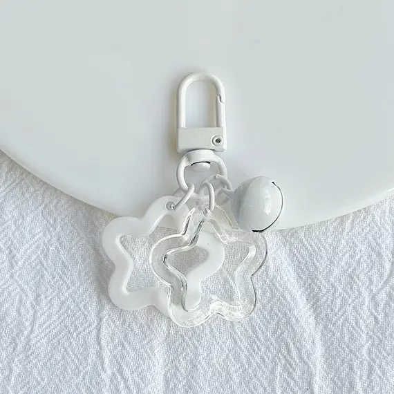 Acrylic Stars Bell Pendant Keychain Cute Colorful Backpack Purse Charms Metal Keyring Diy Jewelry Making Key Chain Accessories