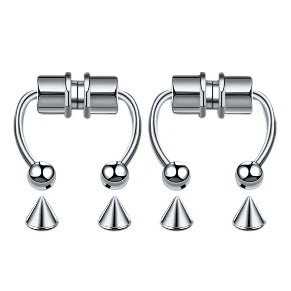 Stainless Steel Magnet Fake Nose Ring Hoop Fake Piercing Hoop Septum Rings For Women Fashion Gothic Rock Body Jewelry Gifts