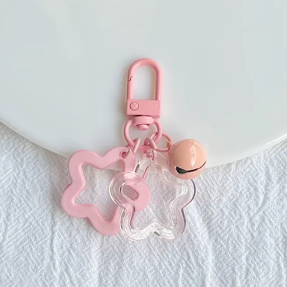 Acrylic Stars Bell Pendant Keychain Cute Colorful Backpack Purse Charms Metal Keyring Diy Jewelry Making Key Chain Accessories