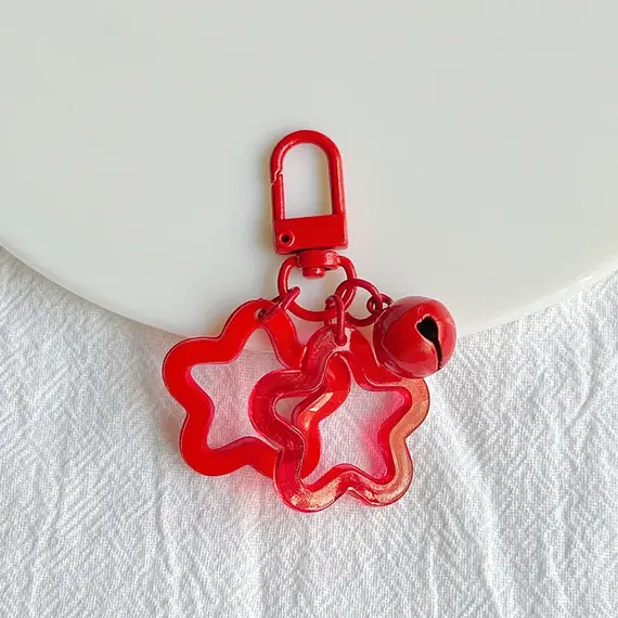 Acrylic Stars Bell Pendant Keychain Cute Colorful Backpack Purse Charms Metal Keyring Diy Jewelry Making Key Chain Accessories