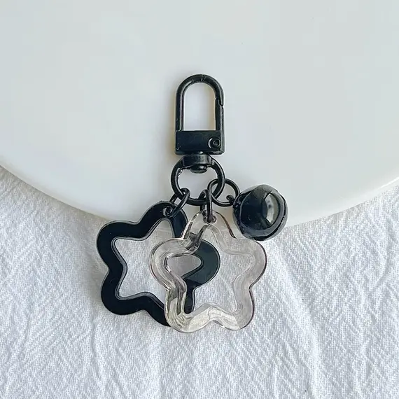 Acrylic Stars Bell Pendant Keychain Cute Colorful Backpack Purse Charms Metal Keyring Diy Jewelry Making Key Chain Accessories