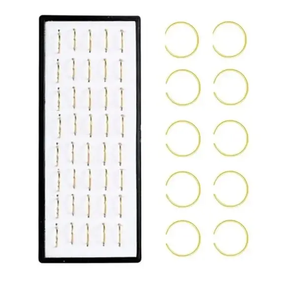 40/60PC Stainless Steel Straight L Nose Stud for Women Nose Ring Set 1.8MM Fashion Crystal Aro Nariz Nase Pircing Body Jewelry