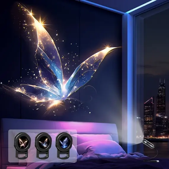 LED USB Projector Light 1/3/6pcs Projection Patterns-Adjustable Whale Butterfly Star Night Light Christmas Halloween Decoration