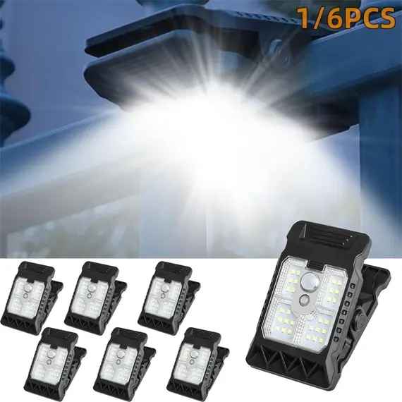Clip on Solar Lights Outdoor Waterproof LEDs Motion Sensor Lights 3 Modes 3 Mounting Ways Solar Security Lighting for Fence